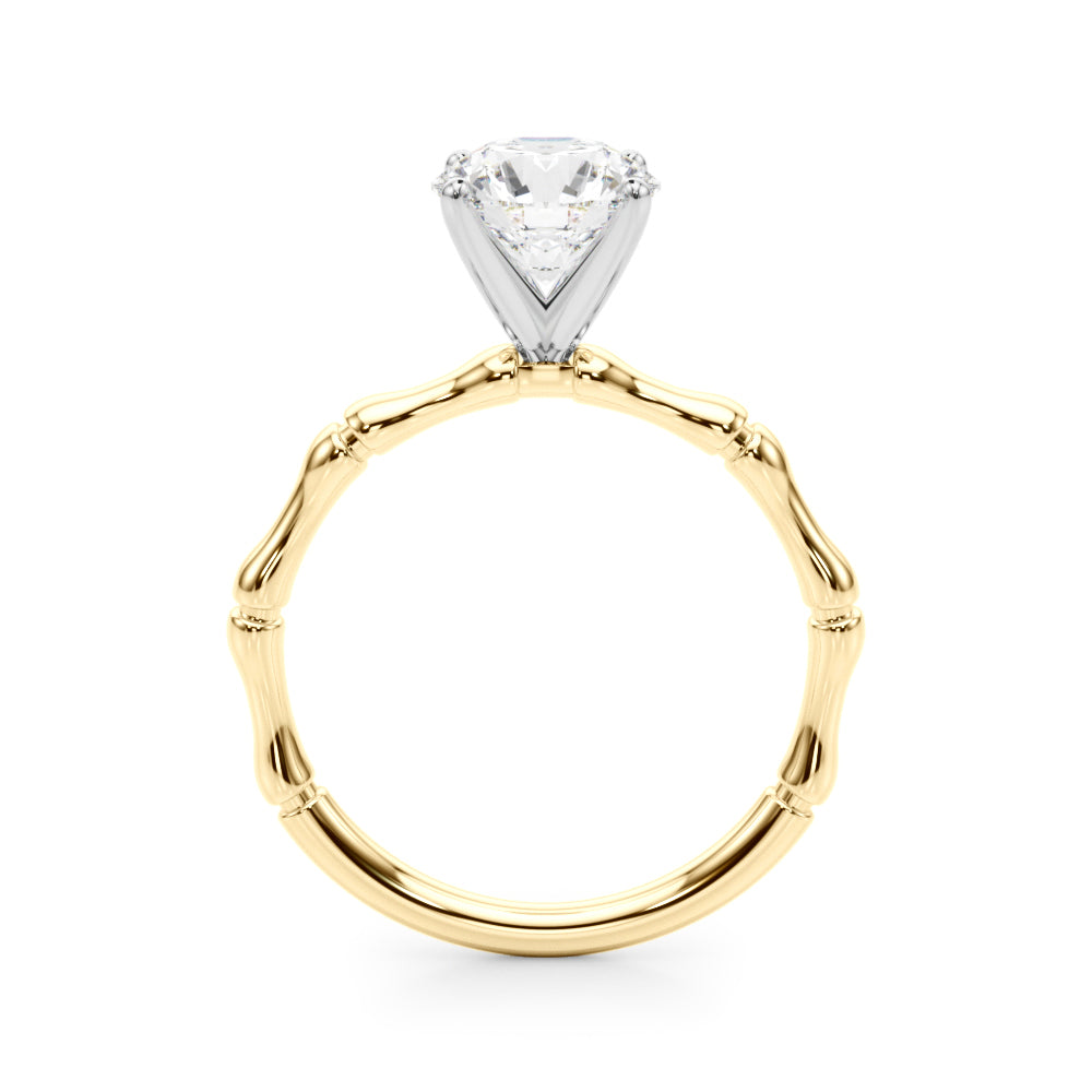 Refined Bamboo Engagement Ring Round Diamond Engagement Ring — 9K/18K Gold & Platinum