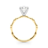 Refined Bamboo Engagement Ring Round Diamond Engagement Ring — 9K/18K Gold & Platinum