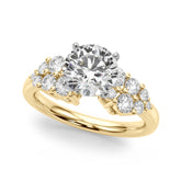 Signature Sidestone Round Diamond Engagement Ring — 9K/18K Gold & Platinum