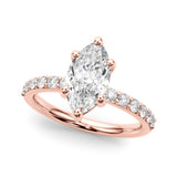 Sophisticated Mq Center Single Row Engagement Marquise Diamond Engagement Ring — 9K/18K Gold & Platinum