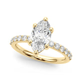 Sophisticated Mq Center Single Row Engagement Marquise Diamond Engagement Ring — 9K/18K Gold & Platinum