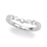 Alternating Round & Marquise Curved Half Eternity Ring in Gold & Platinum
