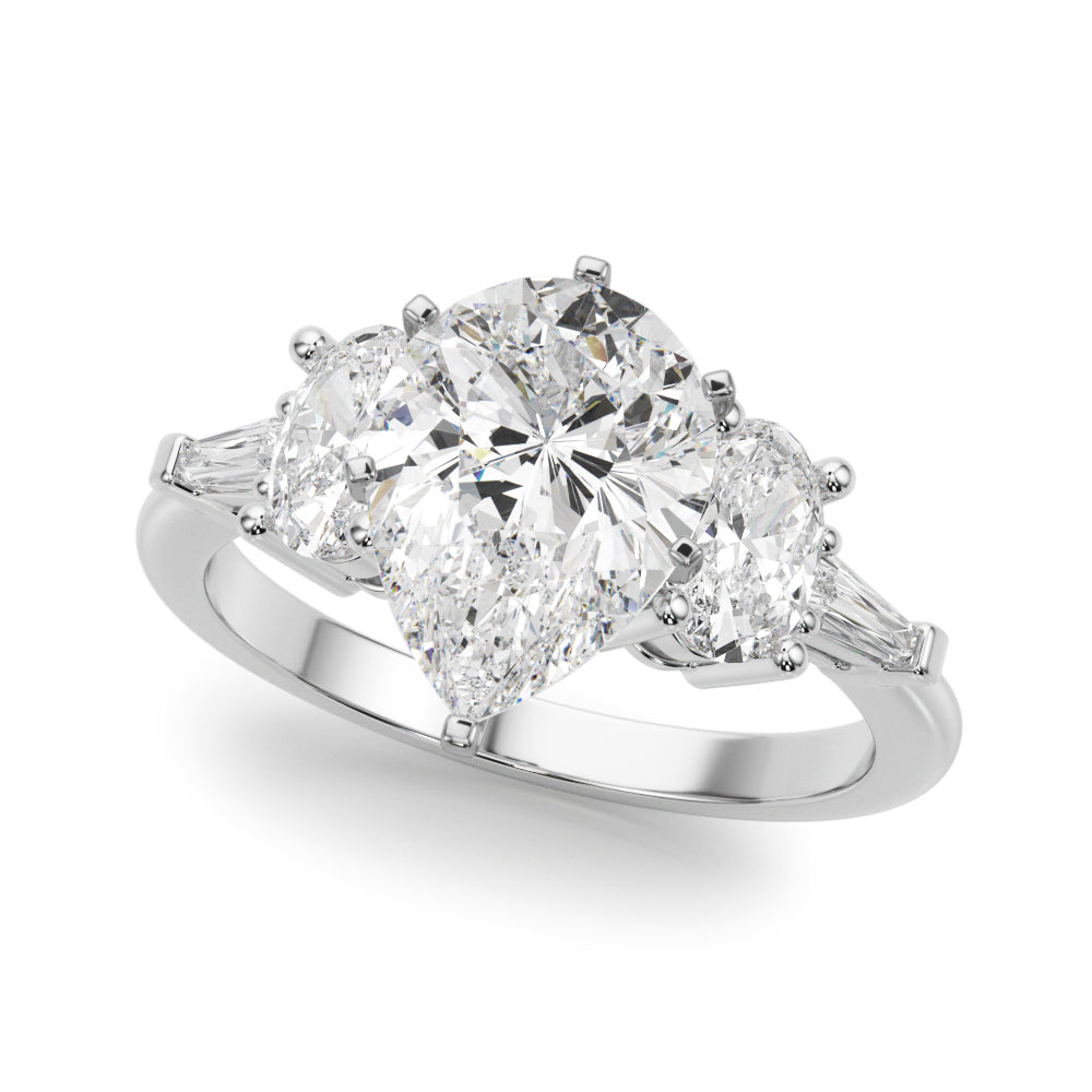 Iconic Tapered Baguette Sides Oval Diamond Engagement Ring — 9K/18K Gold & Platinum
