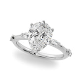 Sculpted Sidestone Marquise Diamond Engagement Ring — 9K/18K Gold & Platinum