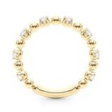Alternating Bead & Diamond Half Eternity Ring in Gold & Platinum