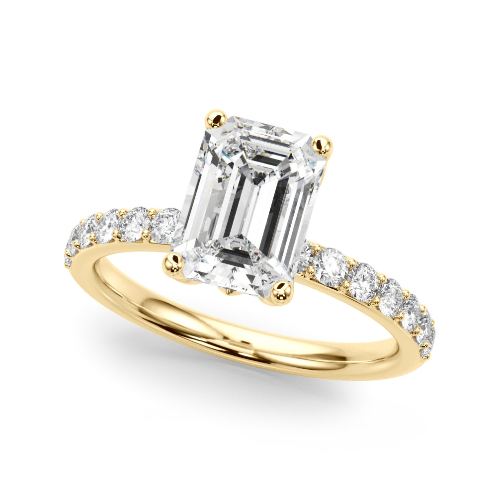 Opulent Sidestone Emerald Diamond Engagement Ring — 9K/18K Gold & Platinum
