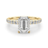 Opulent Sidestone Emerald Diamond Engagement Ring — 9K/18K Gold & Platinum