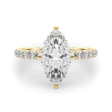 Exquisite Sidestone Marquise Diamond Engagement Ring — 9K/18K Gold & Platinum