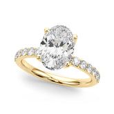 Sophisticated Sidestone Oval Diamond Engagement Ring — 9K/18K Gold & Platinum