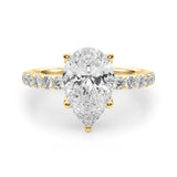 Radiant Sidestone Pear Diamond Engagement Ring — 9K/18K Gold & Platinum