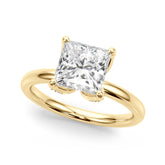 Noble Sidestone Princess Diamond Engagement Ring — 9K/18K Gold & Platinum
