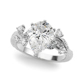 Crowned Center Round Diamond Engagement Ring — 9K/18K Gold & Platinum