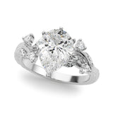 Crowned Center Round Diamond Engagement Ring — 9K/18K Gold & Platinum