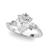 Graceful Center Engagement Ring Oval Diamond Engagement Ring — 9K/18K Gold & Platinum