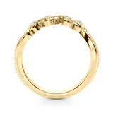 Nature-Inspired Milgrain Half Eternity Ring in Gold & Platinum