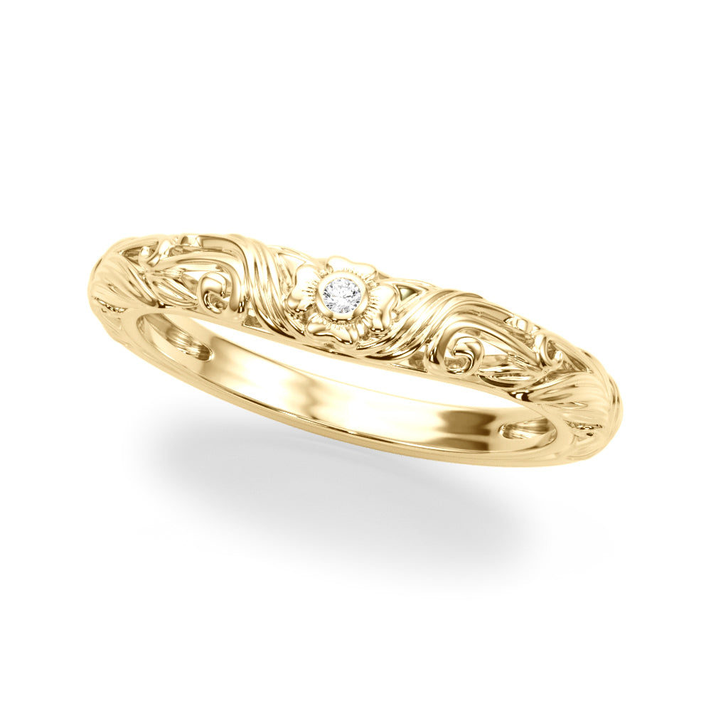 Vintage Inspired Floral Half Eternity Ring in Gold & Platinum