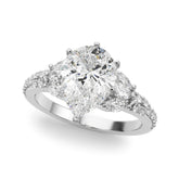 Noble Sidestone Round Diamond Engagement Ring — 9K/18K Gold & Platinum