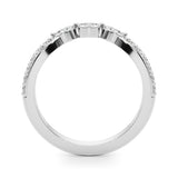 Refined Half Round Diamond Gold Look Half Eternity Ring in Gold & Platinum
