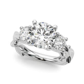 Regal Three-Stone Ring With Twisted Shank Round Diamond Engagement Ring — 9K/18K Gold & Platinum