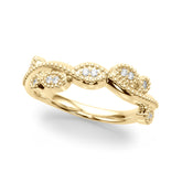 Twisting Milgrain Half Eternity Ring in Gold & Platinum