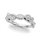 Twisting Milgrain Half Eternity Ring in Gold & Platinum