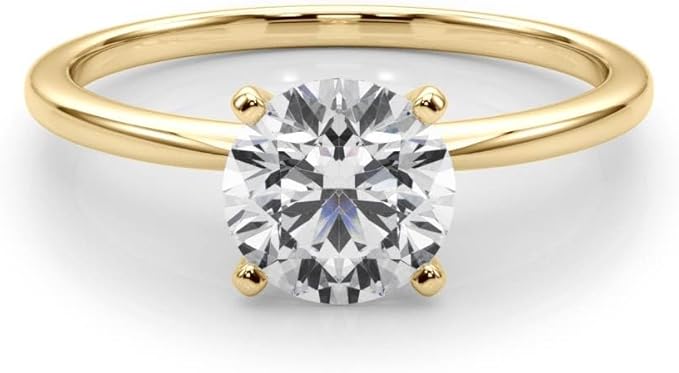 1.00 Ct D/VVS Lab Grown Round Cut Diamond 4 Claw Solitaire Engagement Ring