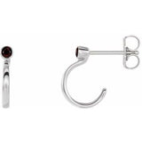 Mozambique Garnet Round Bezel-Set Hoop Earrings in Gold and Platinum
