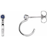 Blue Sapphire Round Bezel-Set Hoop Earrings in Gold and Platinum