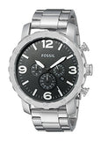 Fossil Nate JR1353 Men’s Chronograph Watch – Black Dial, Stainless-Steel Bracelet