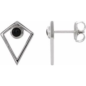 Black Onyx Round Stud Earrings in Gold and Platinum