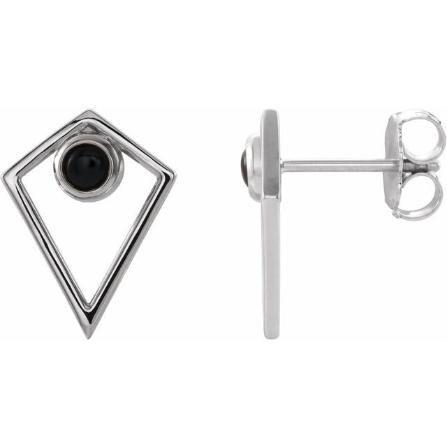 Black Onyx Round Stud Earrings in Gold and Platinum