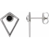 Black Onyx Round Stud Earrings in Gold and Platinum