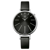 Calvin Klein Equal Black Leather Watch K3E231C1 Stainless Steel