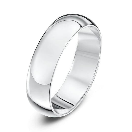 5mm D Shape Platinum Wedding Band – Classic Plain Ring