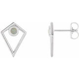 White Opal Round Stud Earrings in Gold and Platinum