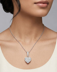 Lab Diamond Heart Pendant Necklace in 9k White Gold - Luxury Elegant Design