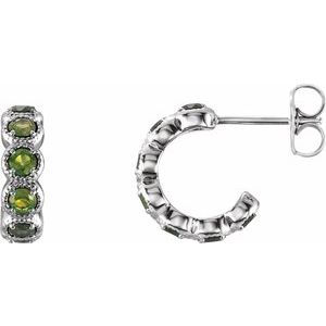 Peridot Round Hoop Earrings in Gold and Platinum