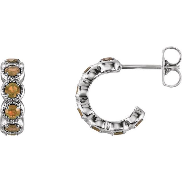 Citrine Round Hoop Earrings in Gold and Platinum