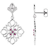 Ruby Round Drop Earrings in Gold and Platinum