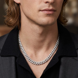 21" Men's 8.50mm Havana Cuban Link Lab Grown Diamond Pavé Necklace in 925 Silver (1.20ct)