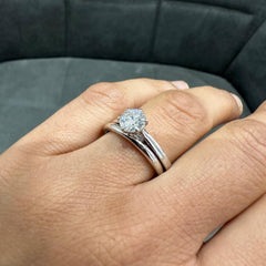1.00Ct Six Prong Solitaire Wedding Ring Set Crafted in 9K White Gold