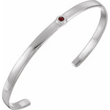 Round Natural Mozambique Garnet Bezel-Set Cuff Bracelet In Gold & Platinum