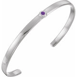 Round Natural Amethyst Bezel-Set Cuff Bracelet In Gold & Platinum