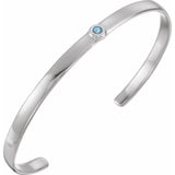 Round Natural Aquamarine Bezel-Set Cuff Bracelet In Gold & Platinum