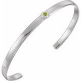 Round Natural Peridot Bezel-Set Cuff Bracelet In Gold & Platinum