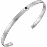 Round Natural Blue Sapphire Bezel-Set Cuff Bracelet In Gold & Platinum