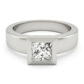 IGI Lab-Grown Princess Cut Diamond D-VVS Solitaire Bezel Set Engagement Ring