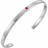 Round Natural Ruby Bezel-Set Cuff Bracelet In Gold & Platinum