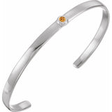 Round Natural Citrine Bezel-Set Cuff Bracelet In Gold & Platinum