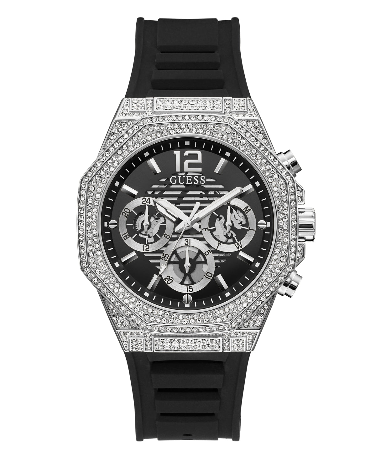 Guess Multi-Function Silicone Watch, 48mm – Available in Black & Silver